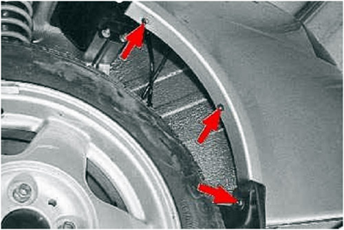 Крепление заднего обвеса в арках колес